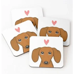 Set Posavasos Perro Salchicha De Dibujos Animados Lindo Con