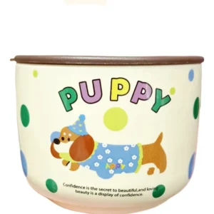 Bowl De Cerámica Con Tapa Perro Perrito Salchicha Kawaii