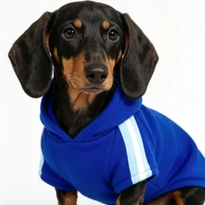 Buzo Polar Para Perro Con Capucha Celeste Y Blanco