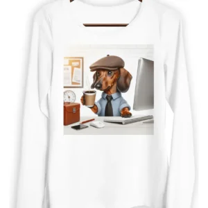 Remera Mujer Ml Perro Salchicha Anteojos En El Trabajo
