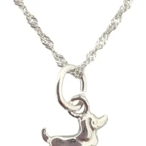 Collar Plata 925 Perro Salchicha Plateado