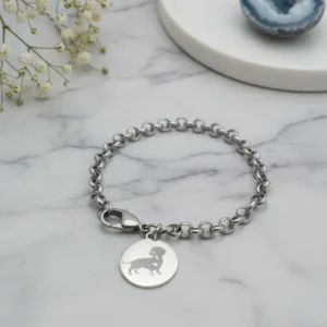 Pulsera Acero Quirurgico 316l C Grabado Perro Salchicha