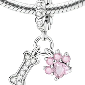 Dije Charm Huellita De Perro Plata 925 Para Pulsera Zakka
