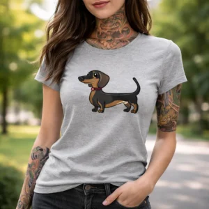 Remera Gris Sublimada Mujer Perro Salchicha
