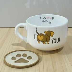 Tazon + Posavasos Diseño Perro Salchicha
