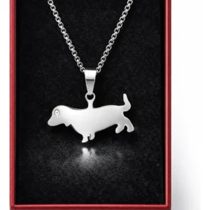 Dije Collar Perro Salchicha Dachshund Teckel Strass Acero