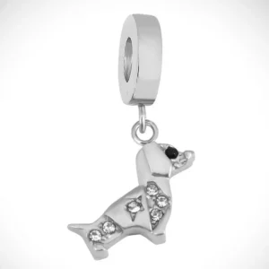 Dije Charm Perro Salchicha Cristales Acero Quirúrgico
