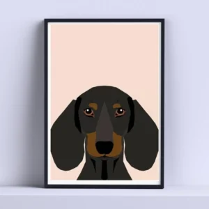 Cuadro Retrato Perro Salchicha 30x40cm Listo P Colgar Blanco Negro