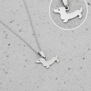 Collar Cadena Perro Salchicha Animal Regalo Acero Quirúrgico