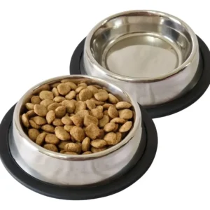 Kit 2 Platos Comedero Bebedero Acero Inox 16cm Perros Gatos