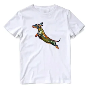 Remera Perro Salchicha Dachshund Animal Saltando Feliz