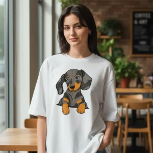 Remera Unisex Perro Salchicha Ilustración Personalizada