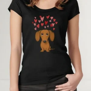 Remera Lindo Perro Salchicha Con Corazones Algodon Premium