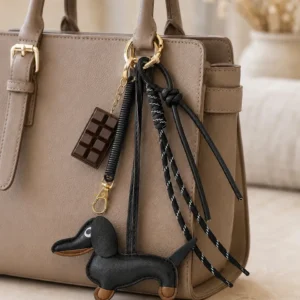 Llavero Charm Perro Salchicha Marrón Dije Chocolate