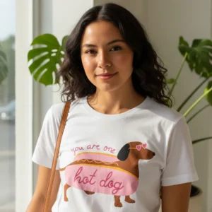 Remera Mujer Diseño Perro Salchicha Dachshund Hot Dog