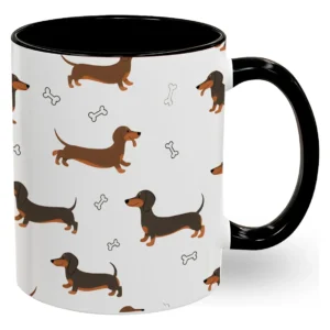 Taza De Cerámica Perro Salchicha Mango E Interior Negro