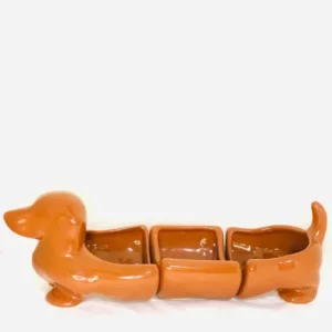 Copetinero Bowl Adorno Maceta Diseñooriginal Perro Salchicha Color Marrón